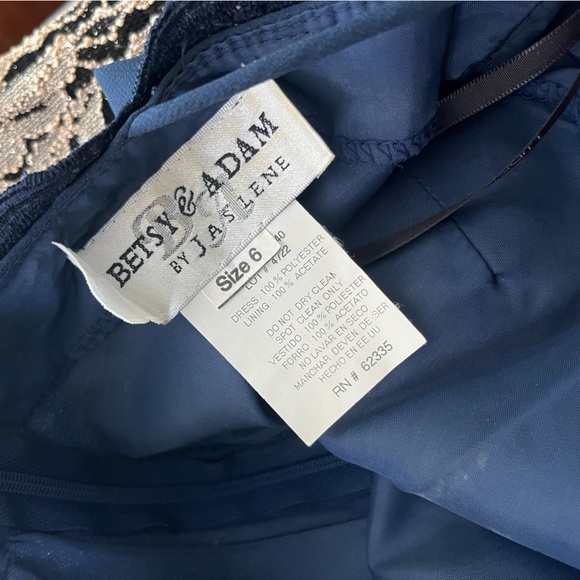 Betsy & Adam Formal Blue Gown with Scarf - Picture 3 of 4